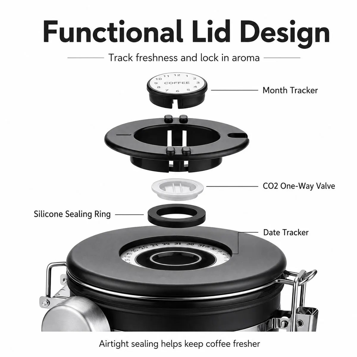 Airtight Stainless Steel Coffee Canister