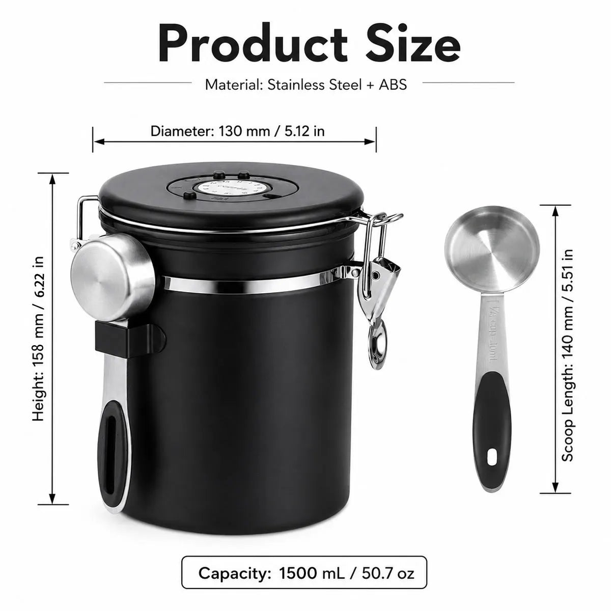 Airtight Stainless Steel Coffee Canister