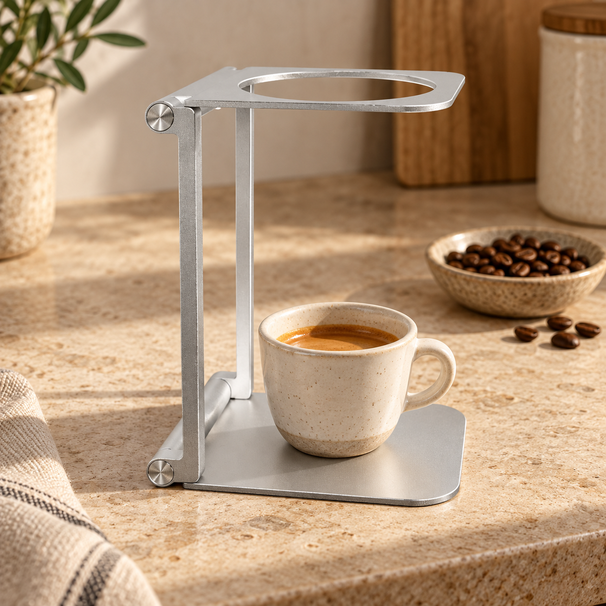 Capsule Espresso Machine Stand in an everyday coffee setting