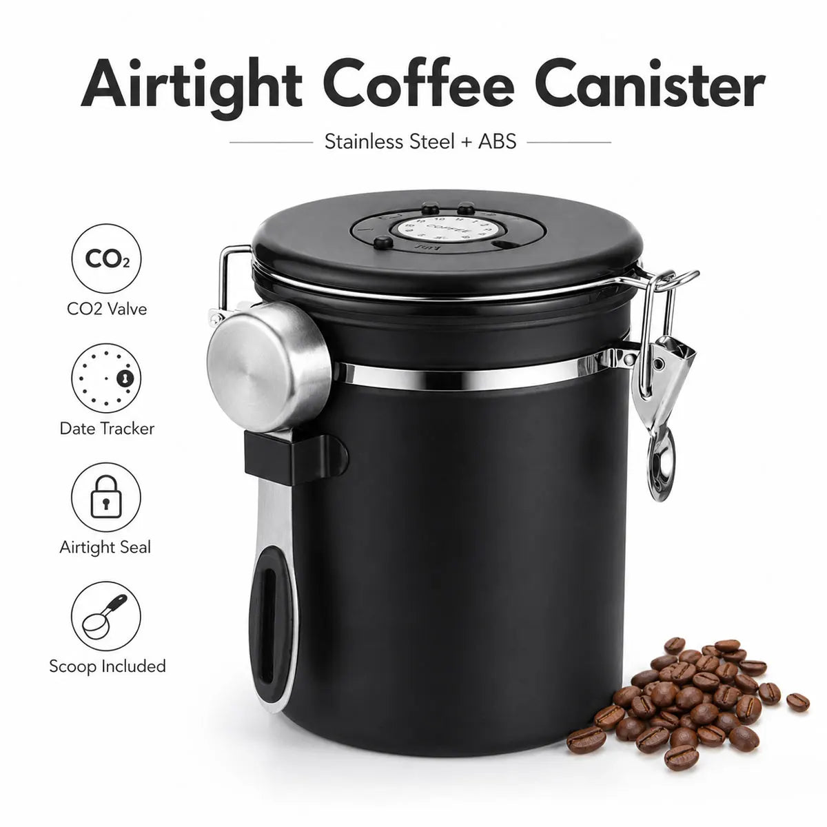Airtight Stainless Steel Coffee Canister